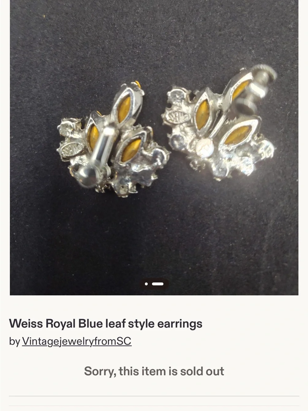 Vintage Signed WEISS Royal Blue AB Rhinestone Brooch Earrings Set